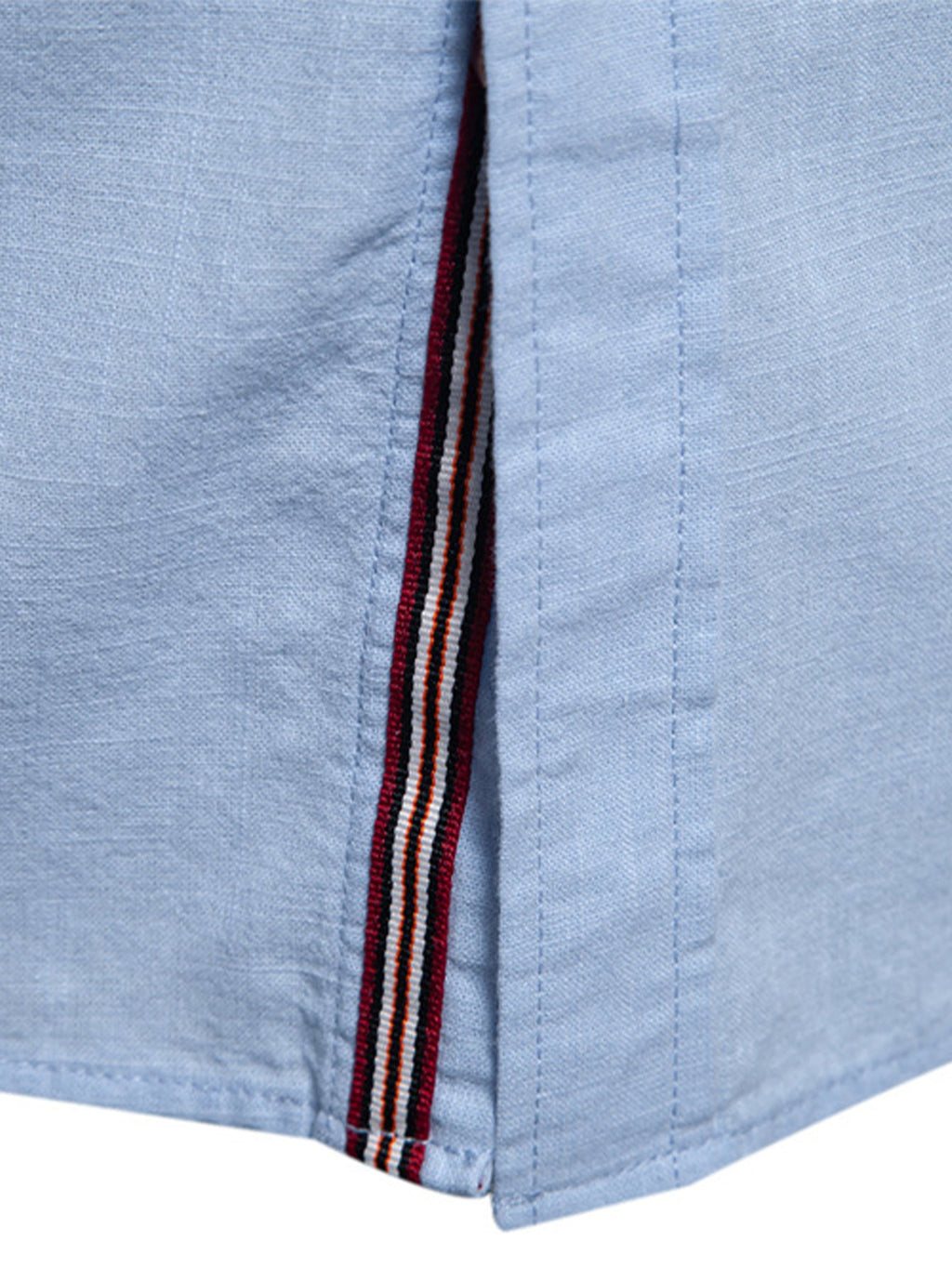 Long Sleeve Linen Look Stand Collar Shirt