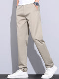 Elastic Waist Straight Leg Trousers