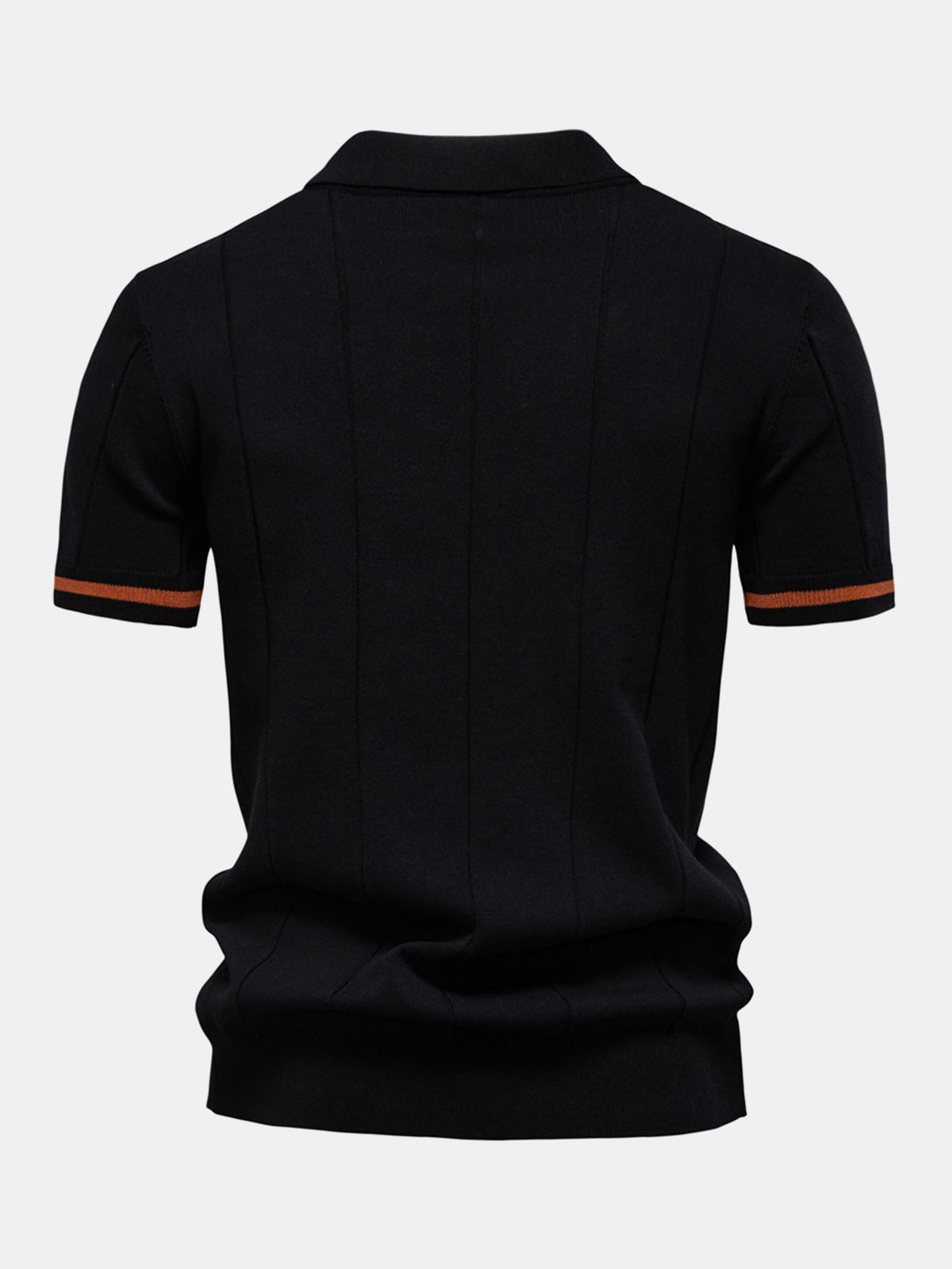 Contrast Trim Zipper Knit Polo Shirt