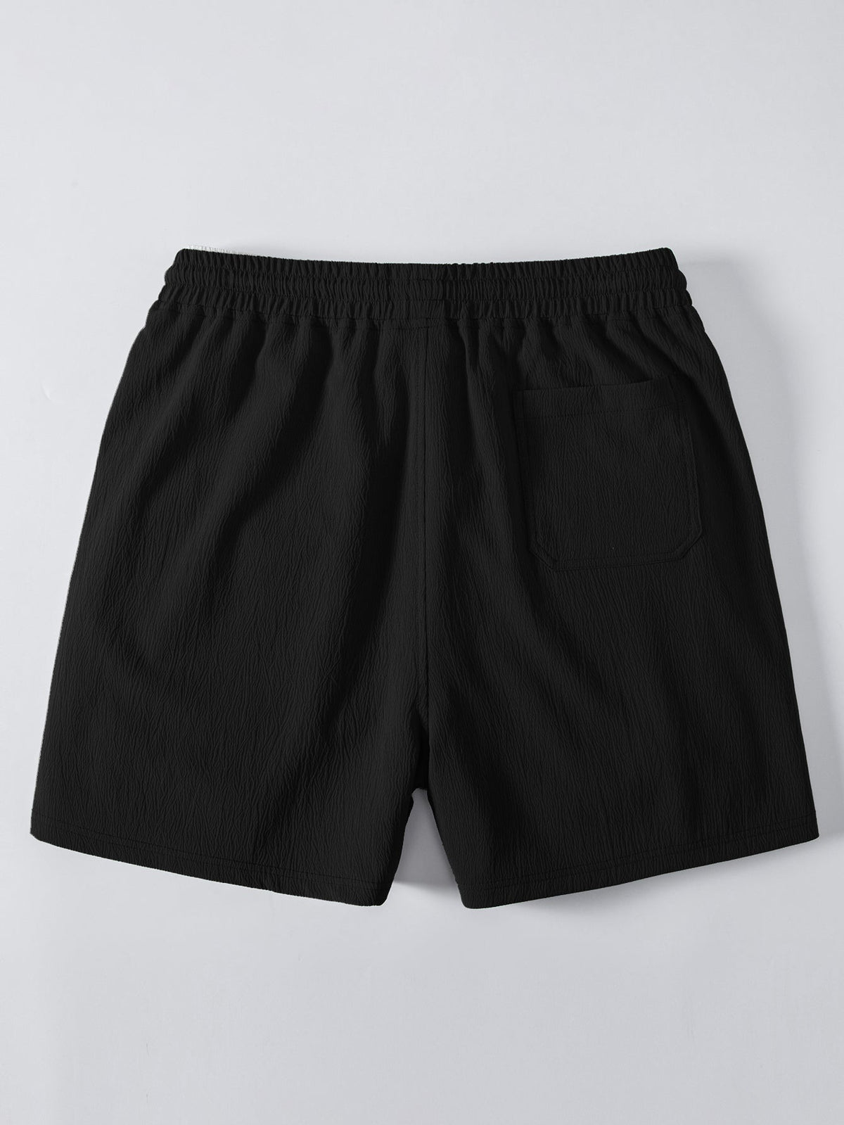 Open Knit Shirt & Crinkle Textured Drawstring 5" Shorts