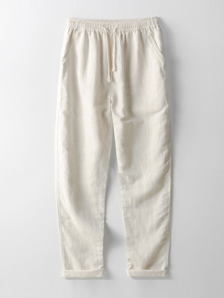 Twisted Jacquard Button Up Knit Shirt & Straight Leg Linen Pants
