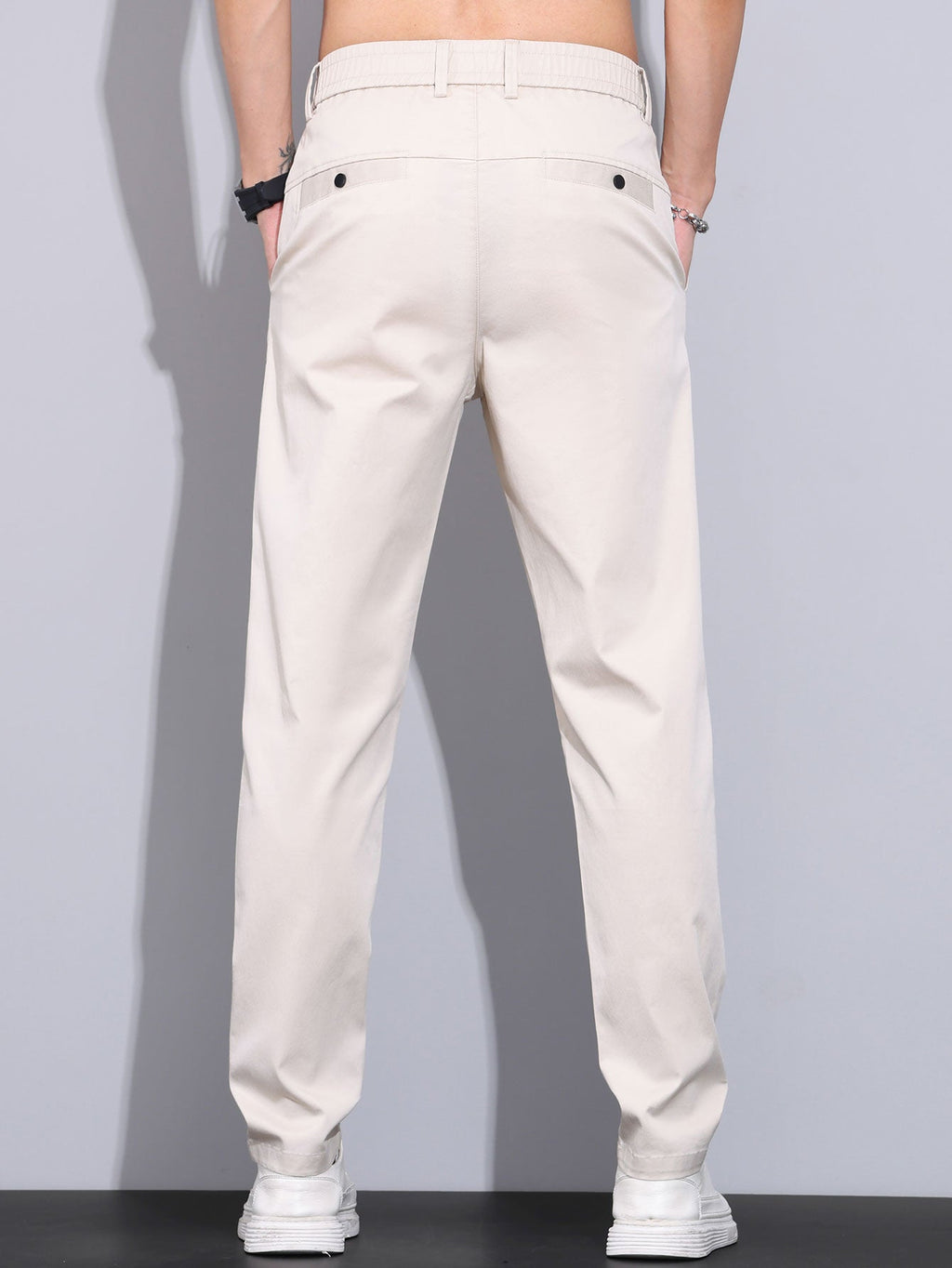 Elastic Waist Straight Leg Trousers
