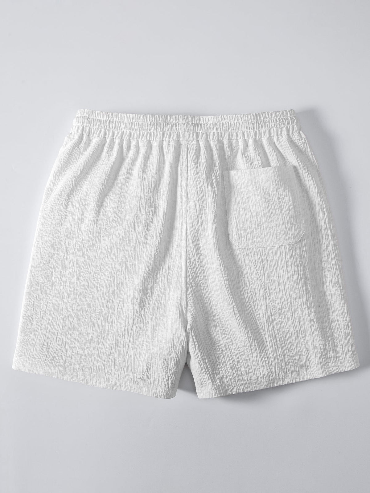 Linen Look Button Up Shirt & Crinkle Textured Drawstring 5" Shorts