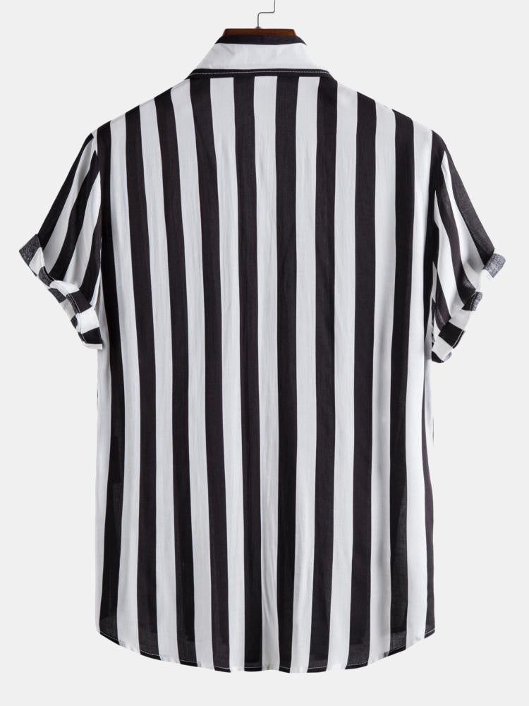 Wide Stripes Stand Shirts