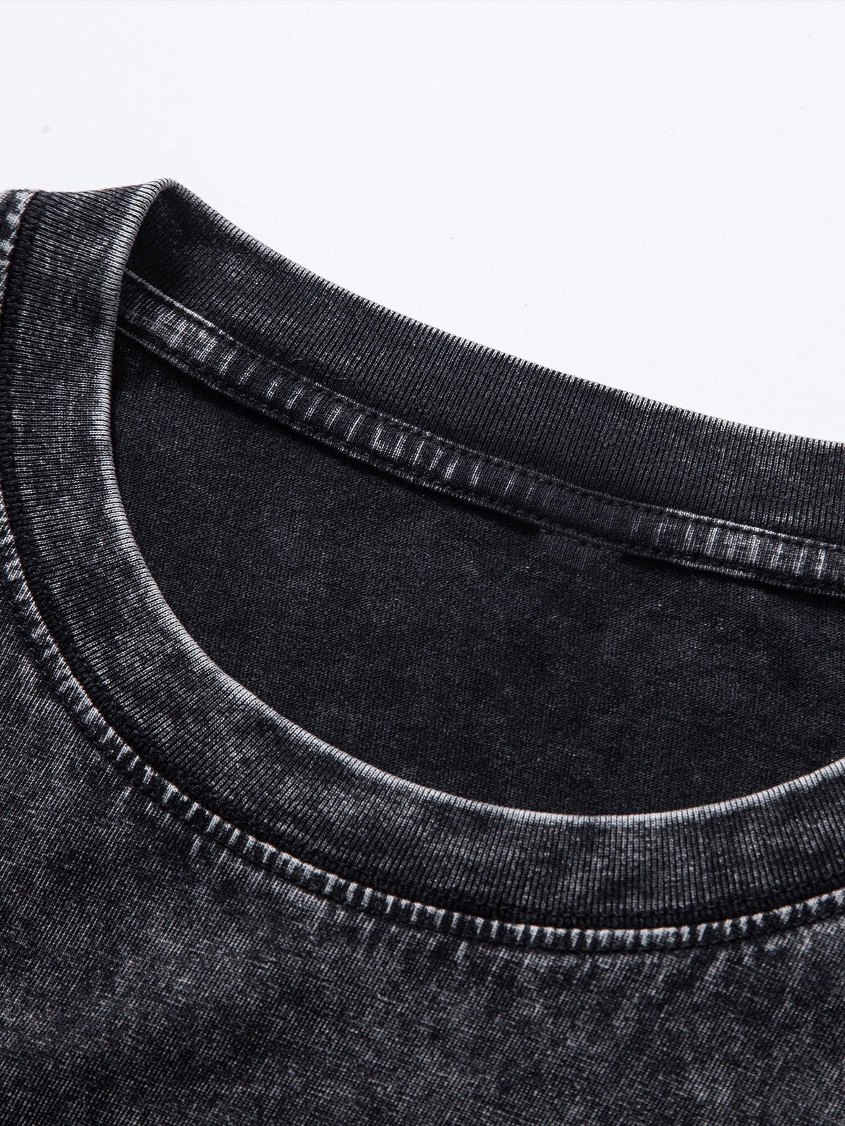 Relax Fit Long Sleeve Washed Distressed T-Shirt