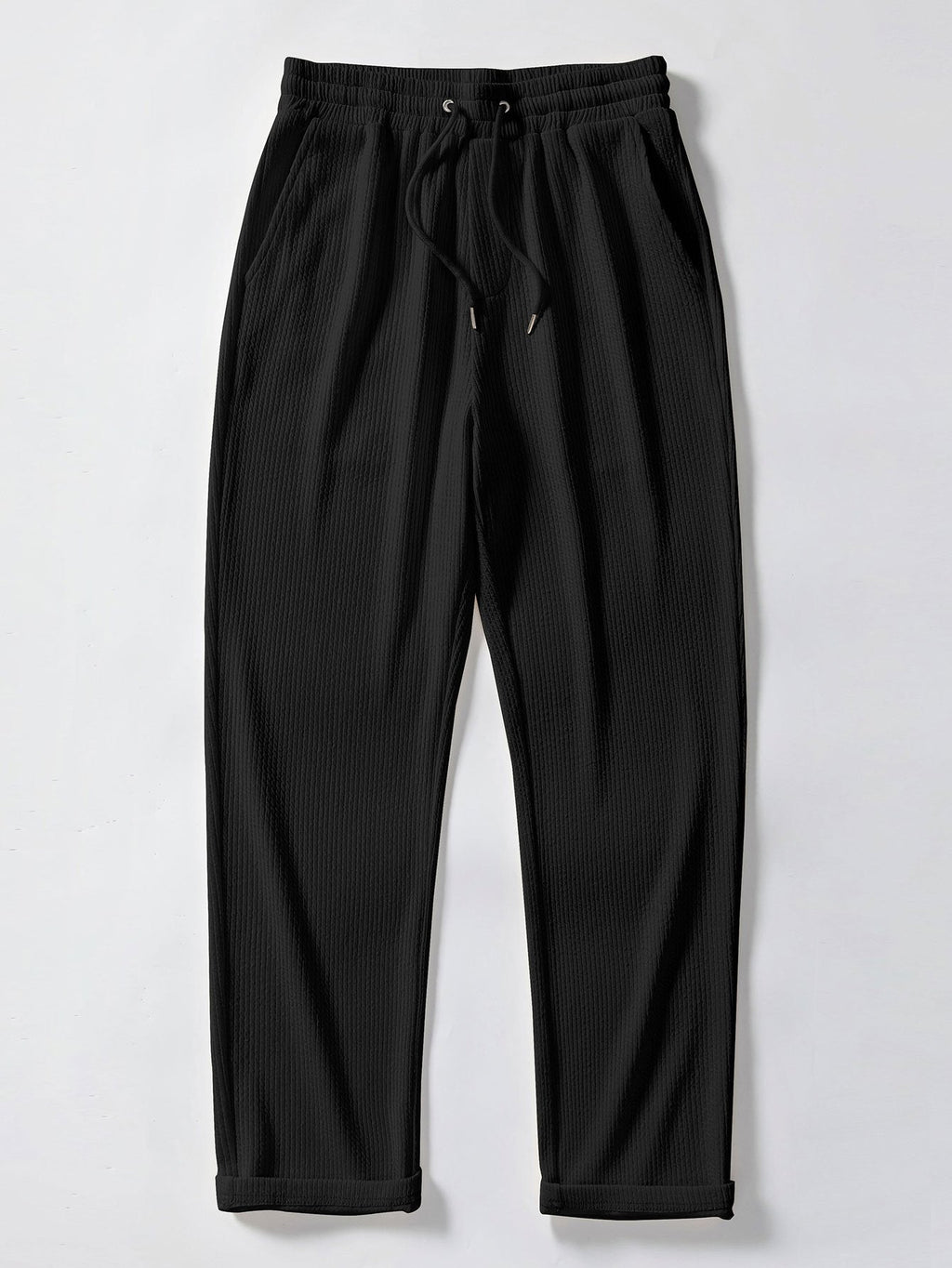 Muscle Fit Ribbed Stand Collar Shirt & Straight Leg Ribbed Pants